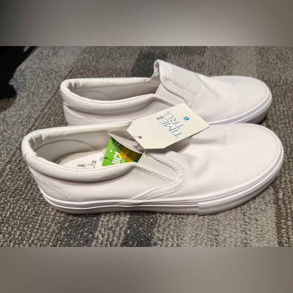 Walmart Time and Tru White Kids Slip-On Canvas Sneakers